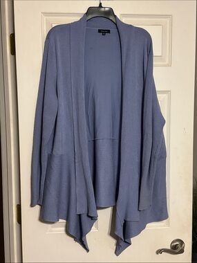 Verve Ami Draped Open-Front Cardigan in Dusty Blue